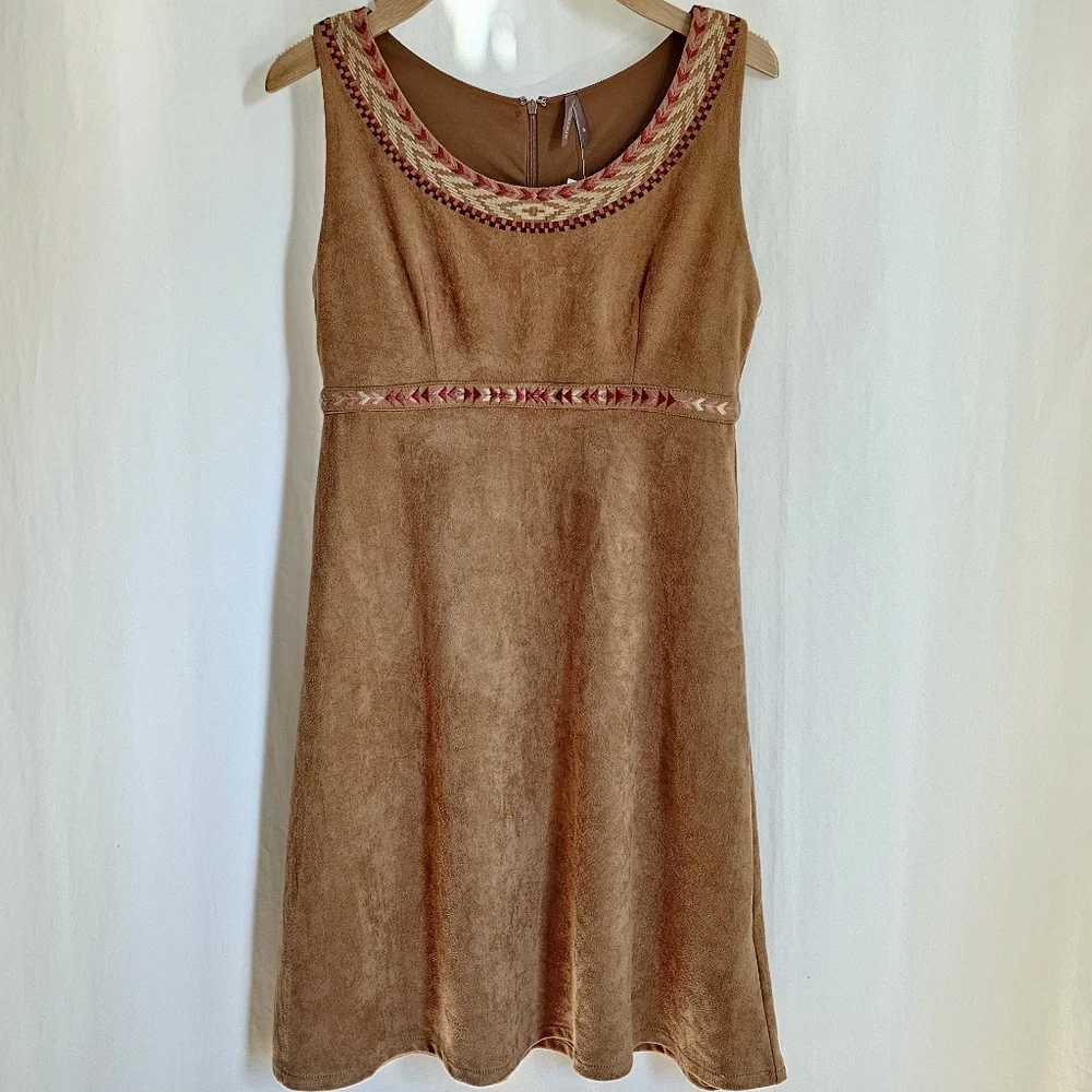 Stetson Tobacco Brown Sleeveless Faux Suede Mini Dress - Picture 2 of 16